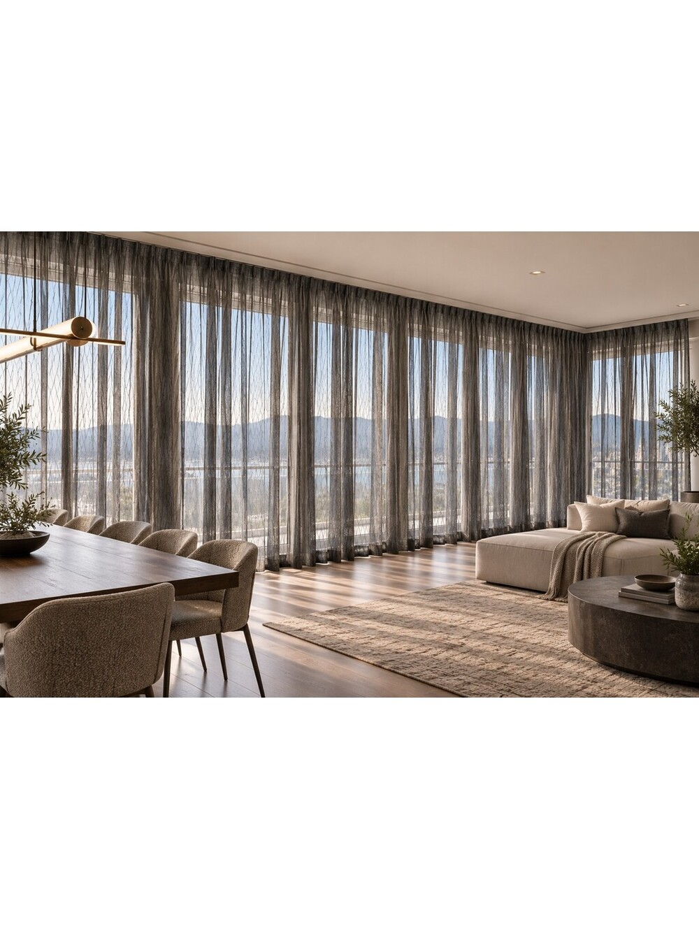 Charcoal Grey Textured Sheer Drapery Panels 108” Long – 14 Panel set